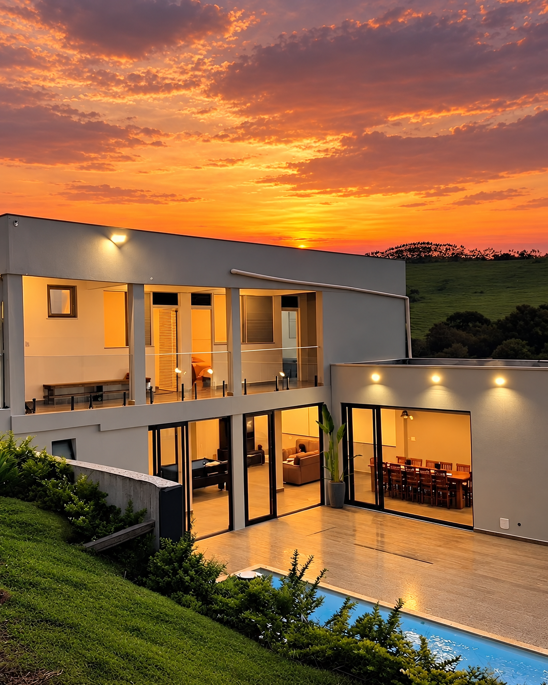 Chácara Villa Gavê ao pôr do sol